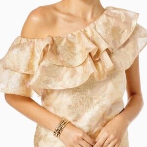 NWT Lilly Pulitzer Trixie One Shoulder Top, Gold, Small
